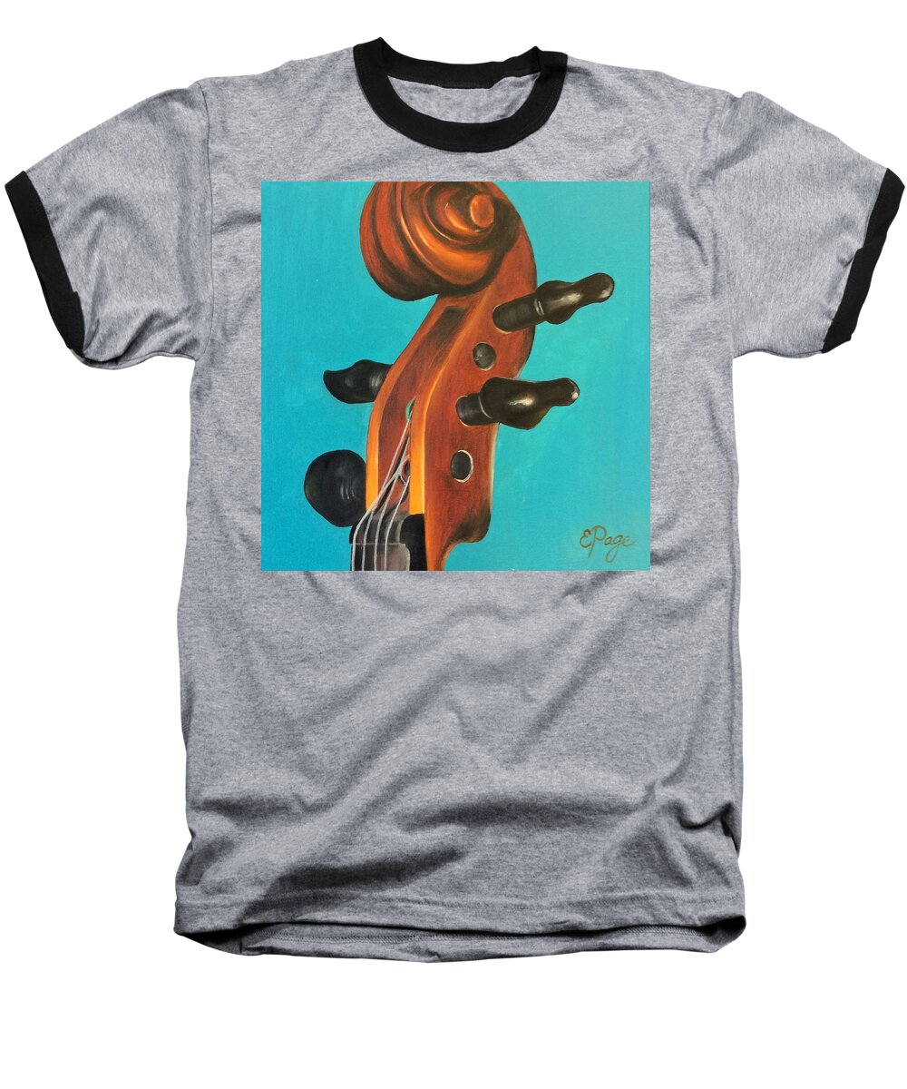 Violin Baseball T-Shirt featuring the painting Violin Head by Emily Page