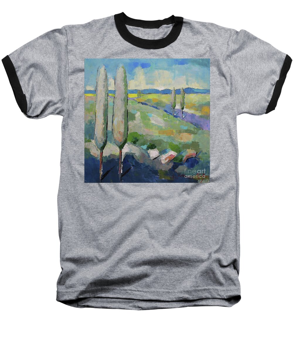 Oil Baseball T-Shirt featuring the painting Visiting Town 1602 by Becky Kim