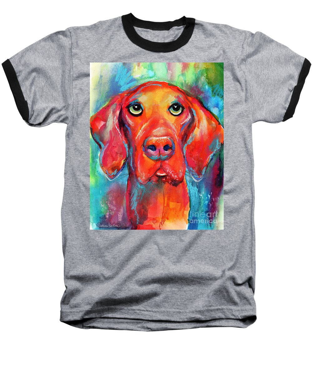 Vizsla Baseball T-Shirt featuring the painting Vizsla dog portrait by Svetlana Novikova