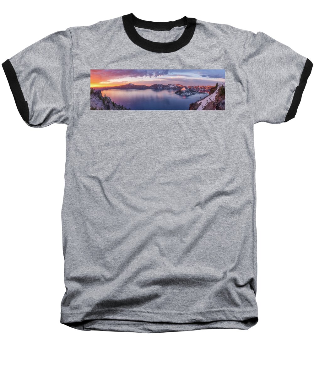 Crater Lake Baseball T-Shirt featuring the photograph Volcanic Sunrise by Darren White