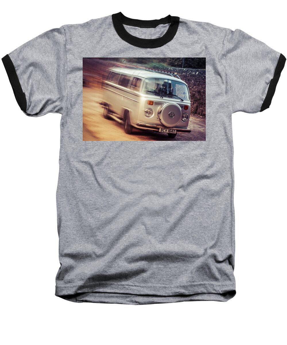 Vw Baseball T-Shirt featuring the photograph VW Camper on a Kodak moment by Michael Hope