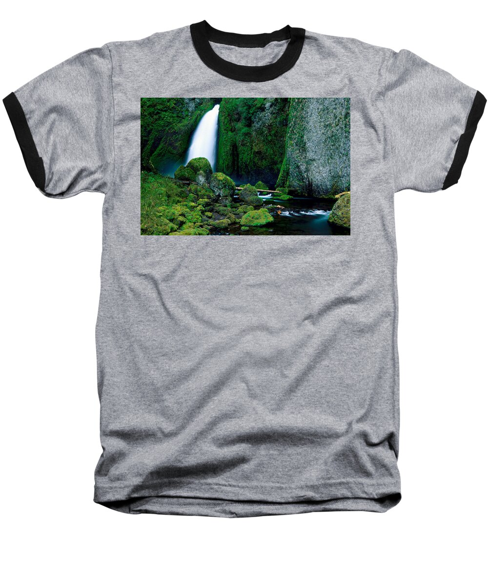 Oregon Baseball T-Shirt featuring the photograph Wahclella Falls by Eric Foltz