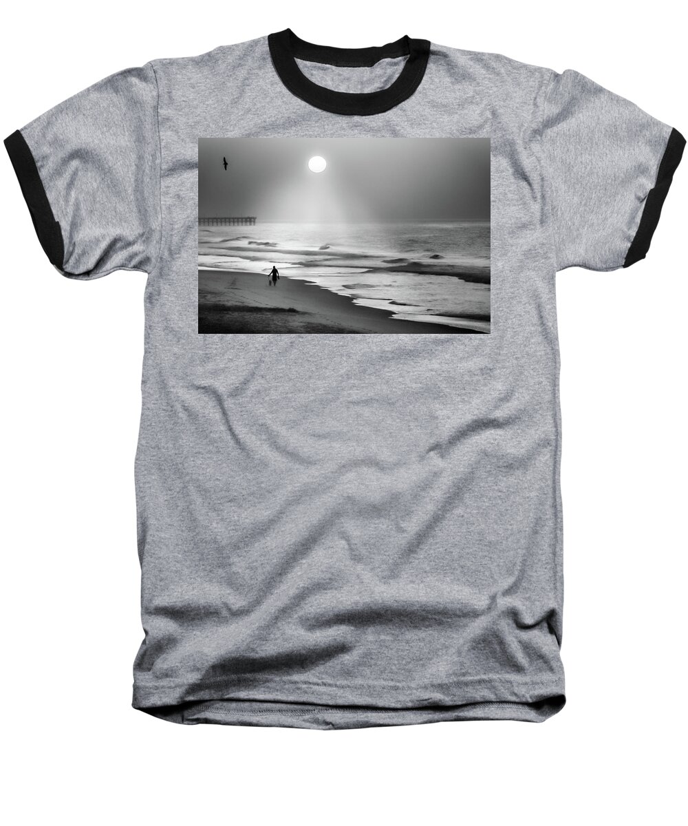 Beach Moon Baseball T-Shirt featuring the photograph Walk Beneath The Moon by Karen Wiles