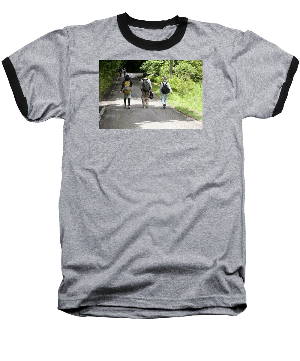 Family Baseball T-Shirt featuring the drawing Walk Together by Masami Iida