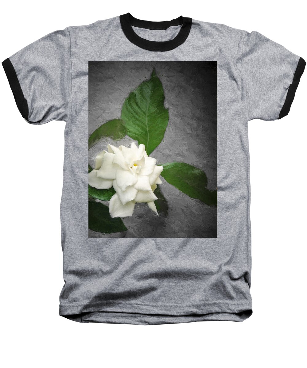 Gardenia Baseball T-Shirt featuring the photograph Wall Flower by Carolyn Marshall