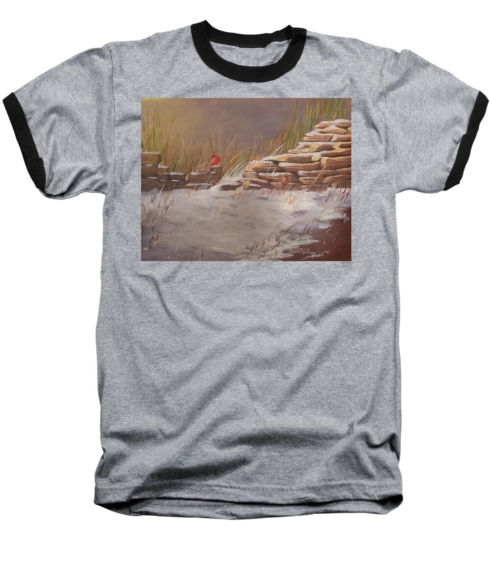Wall Baseball T-Shirt featuring the painting Wall in winter by David Bartsch