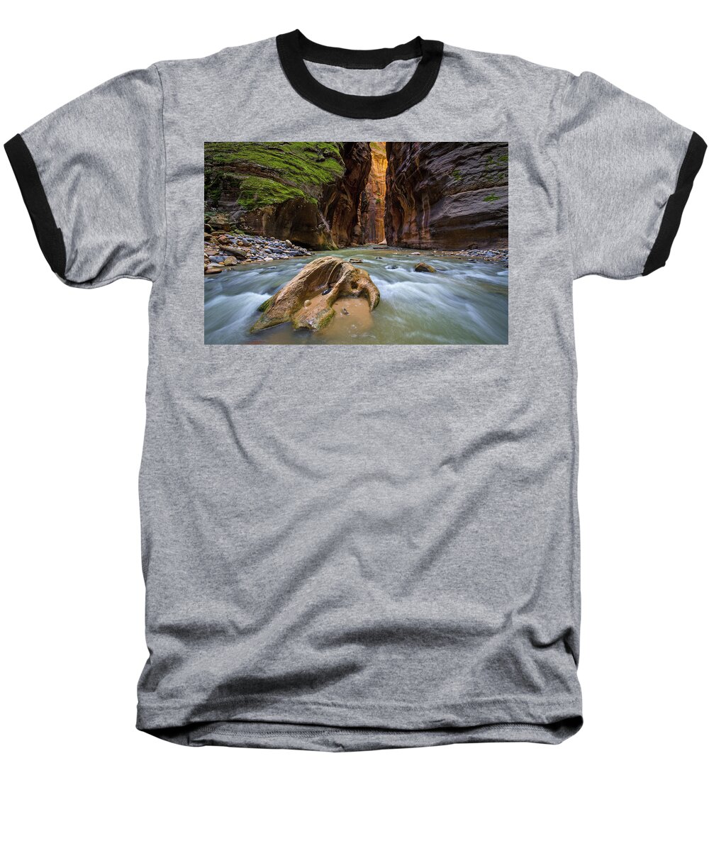 Zion Baseball T-Shirt featuring the photograph Wall Street of the Narrows by Wesley Aston