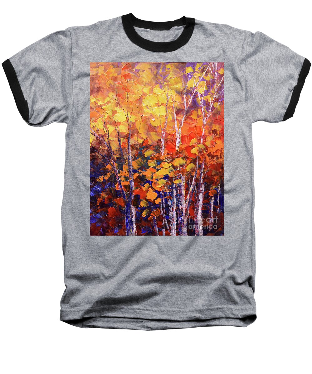 Forest Baseball T-Shirt featuring the painting Warm Expressions by Tatiana Iliina