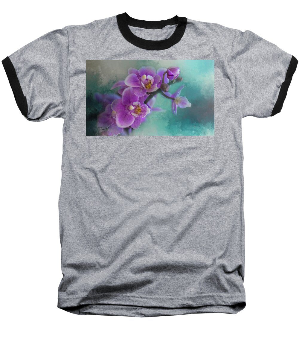 Orchid Baseball T-Shirt featuring the photograph Warms The Heart by Marvin Spates