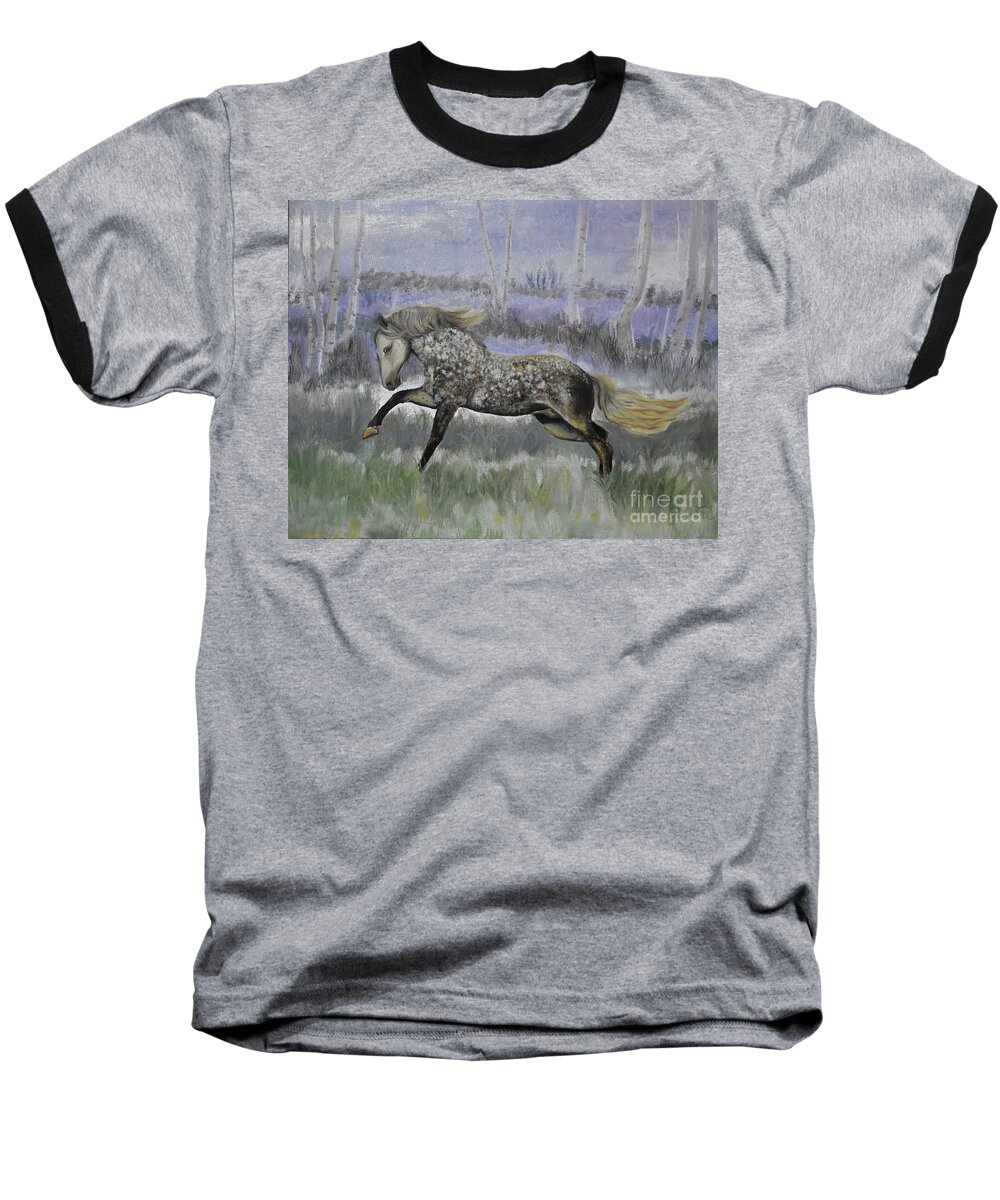Andalusian Horse Painting Baseball T-Shirt featuring the painting Warrior of Magical Realms by Anne Cameron Cutri