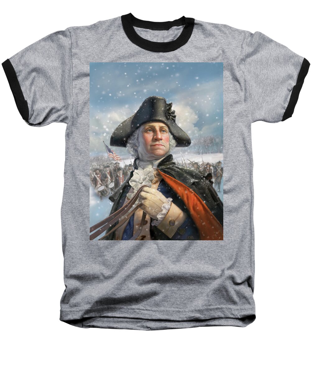 George Washington Baseball T-Shirt featuring the digital art Washington At Valley Forge by Mark Fredrickson