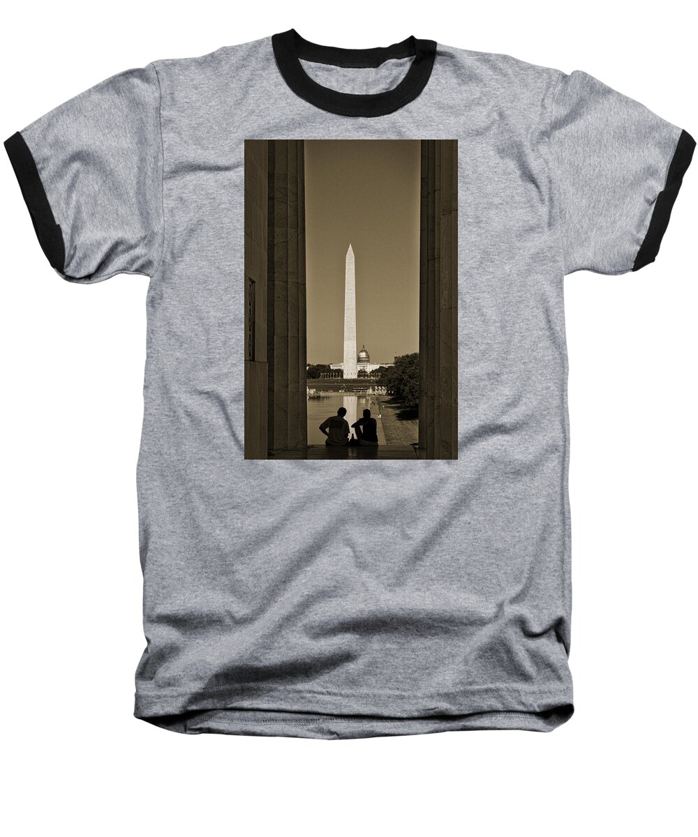 American Baseball T-Shirt featuring the photograph Washington Monument And Capitol #4 by Stuart Litoff