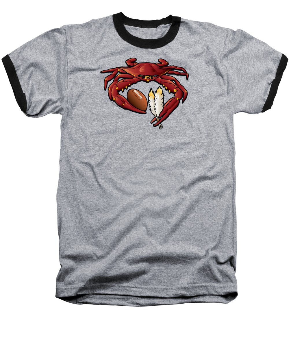 Washington Redskins Baseball T-Shirt featuring the digital art Washington Red Crab Football crest by Joe Barsin