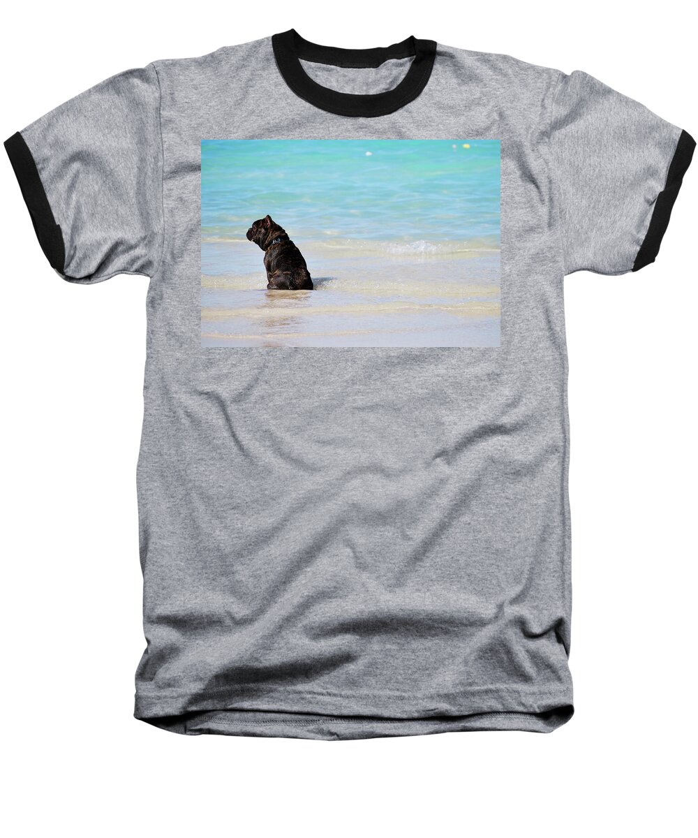Lanikai Baseball T-Shirt featuring the photograph Watching the waves by Amee Cave