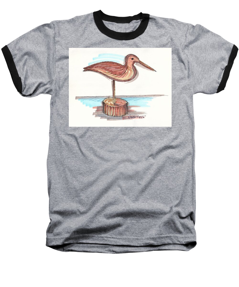 Water Fowl Baseball T-Shirt featuring the drawing Water Fowl Motif #4 by Richard Wambach
