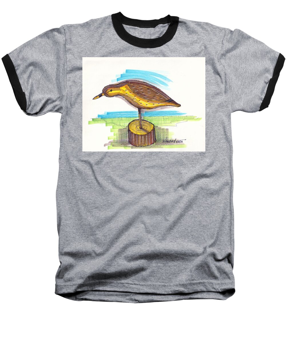 Water Fowl Baseball T-Shirt featuring the drawing Water Fowl Motif #7 by Richard Wambach