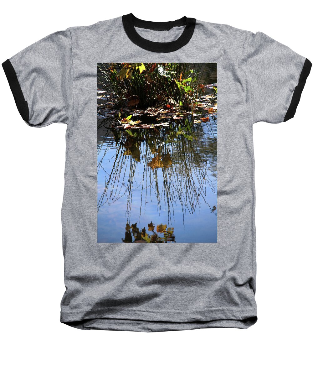 Autumn Baseball T-Shirt featuring the photograph Water reflection of plant growing in a stream by Emanuel Tanjala