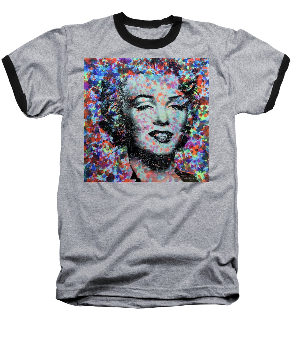 Celebrity Baseball T-Shirt featuring the painting Watercolor Marilyn by Robert R Splashy Art Abstract Paintings