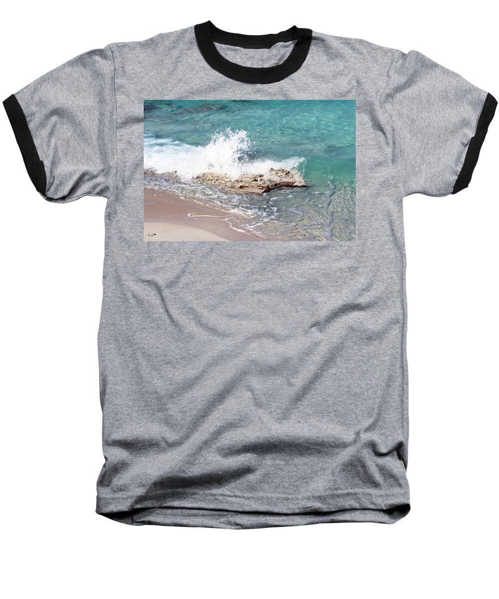 Wave Baseball T-Shirt featuring the photograph Gentle Wave in Bimini by Samantha Delory