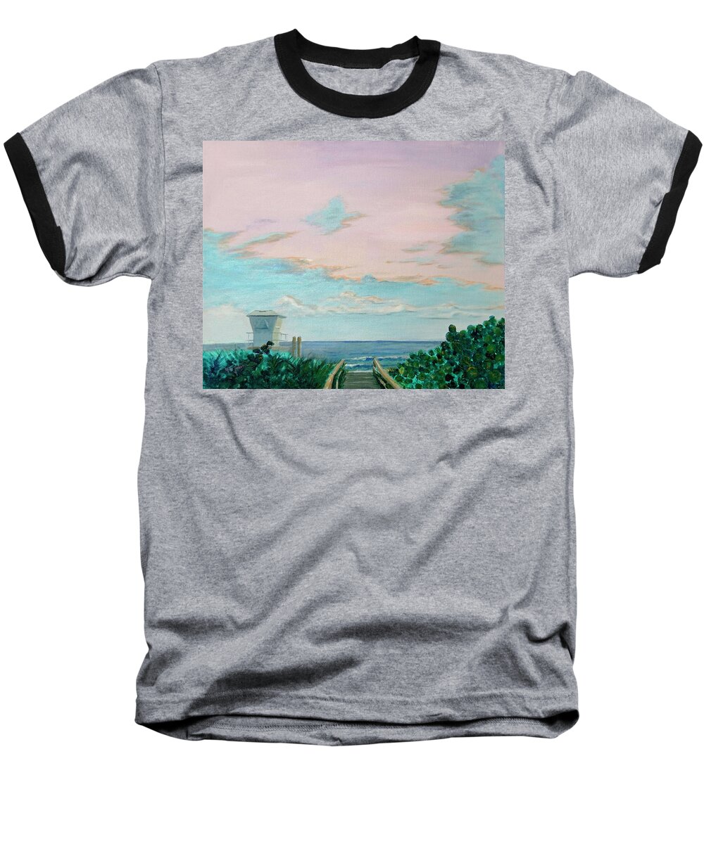 Beach Baseball T-Shirt featuring the painting Waveland Highwaymen Style by Mike Jenkins