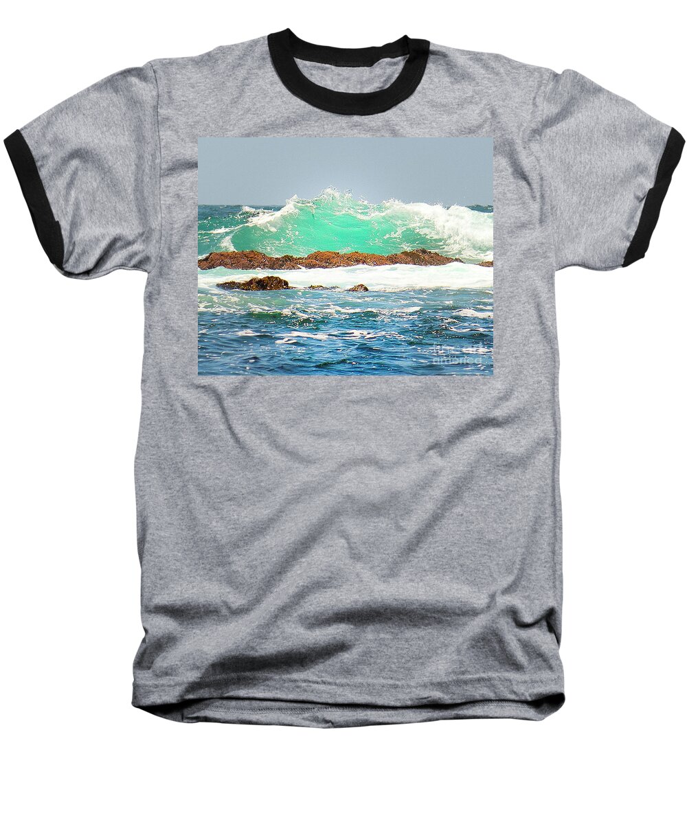Waves Baseball T-Shirt featuring the photograph Waves at Pacific Grove California by Artist and Photographer Laura Wrede
