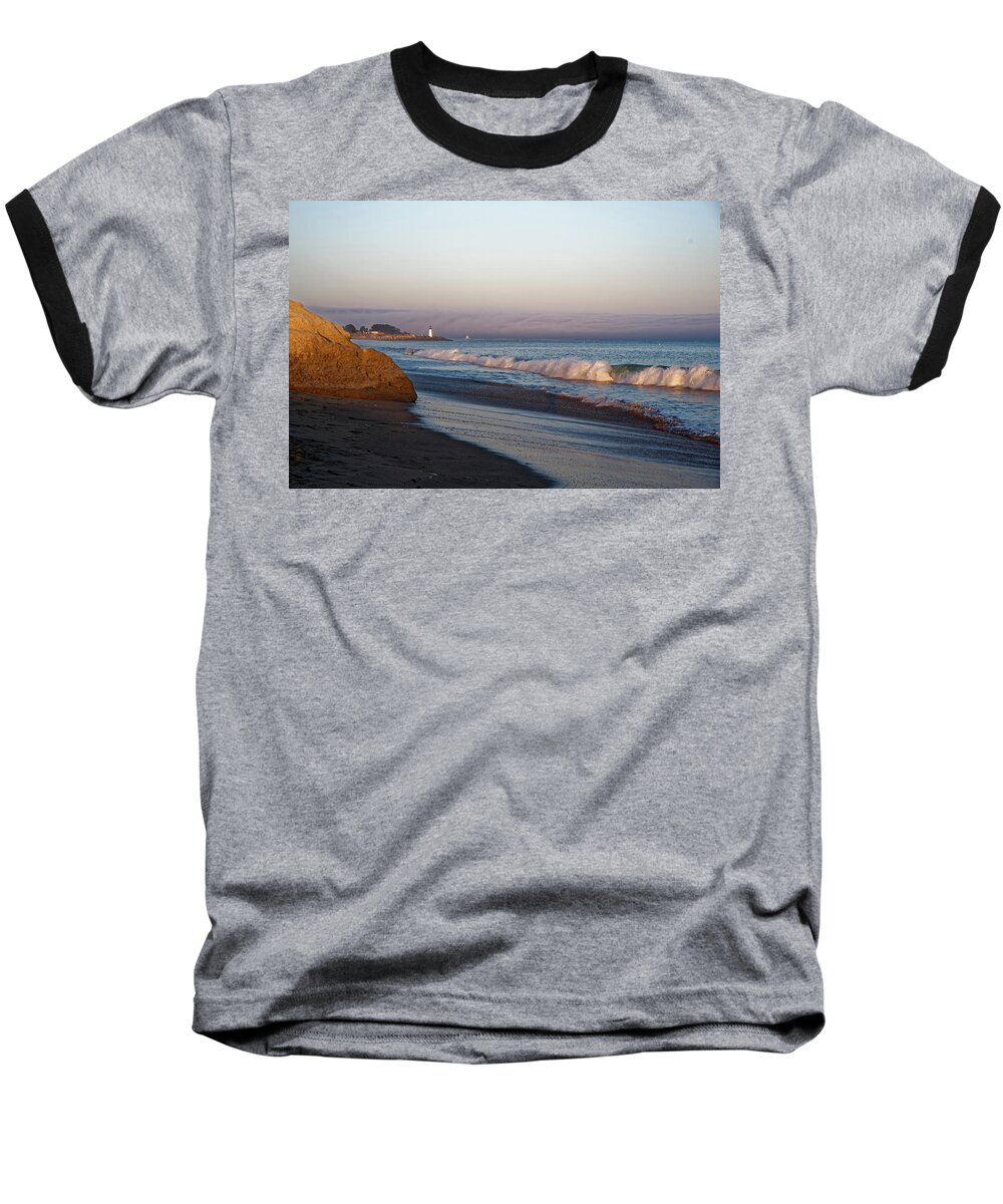 Beach Baseball T-Shirt featuring the photograph Waves at Santa Cruz by Peter Ponzio