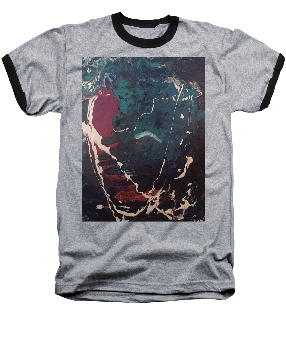 Abstract Expressionism Baseball T-Shirt featuring the painting Pour Painting VI Art Print by Crystal Stagg