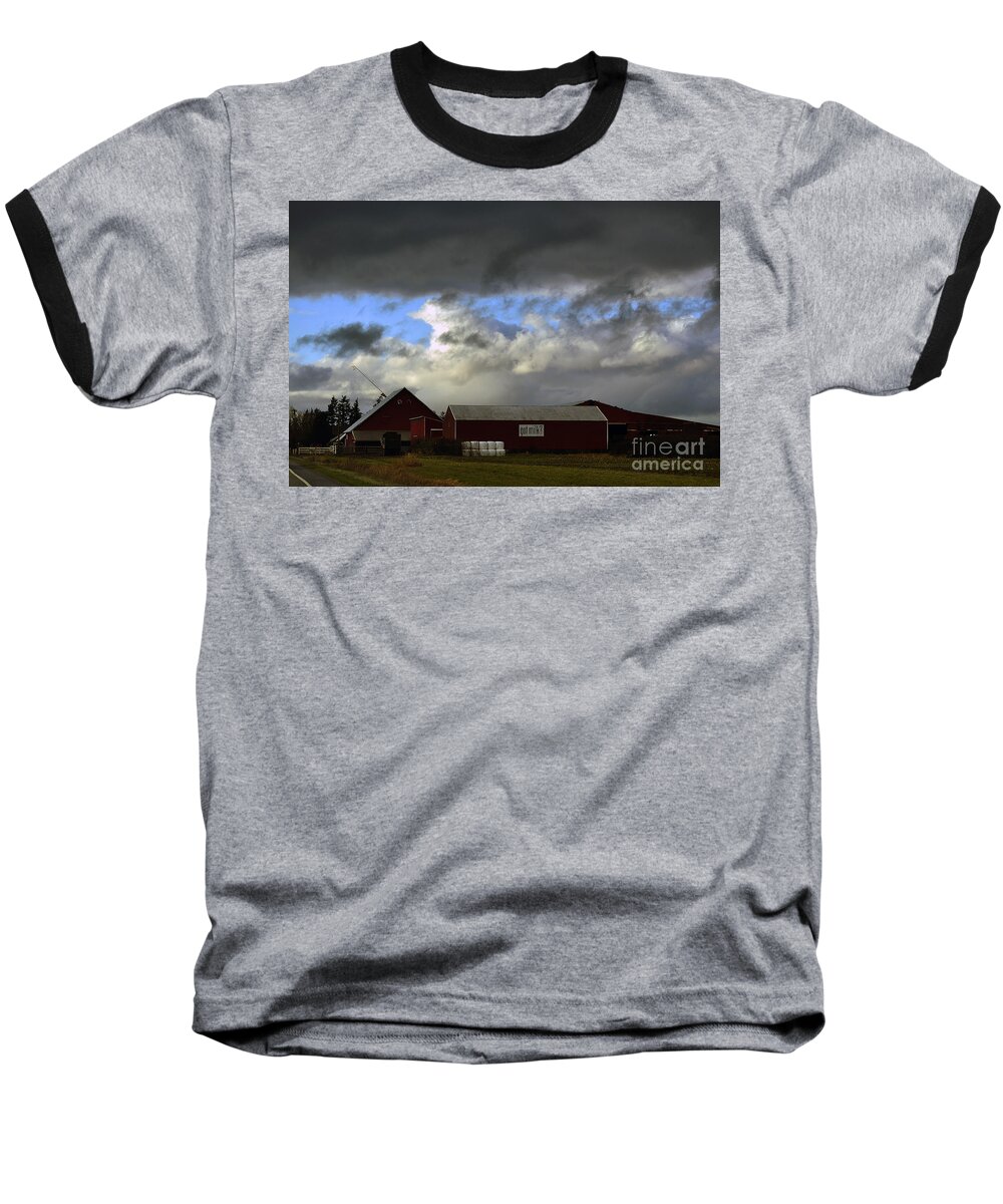 Clay Baseball T-Shirt featuring the photograph Weather Threatening The Farm by Clayton Bruster