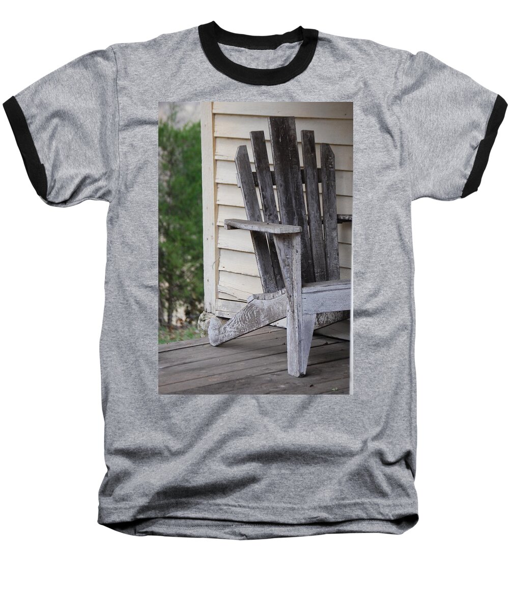 Weathered Baseball T-Shirt featuring the photograph Weathered Porch Chair by Debbie Karnes