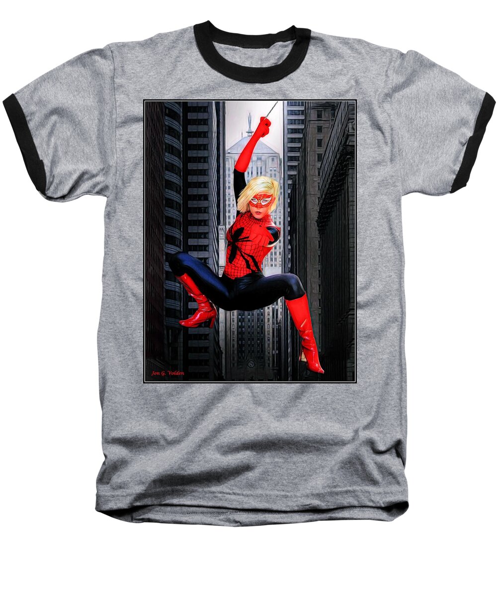 Fantasy Baseball T-Shirt featuring the photograph Web Swinger by Jon Volden