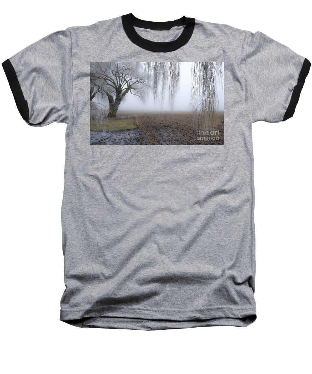 Pullman Baseball T-Shirt featuring the photograph Weeping Frozen Willow by Amy Fearn