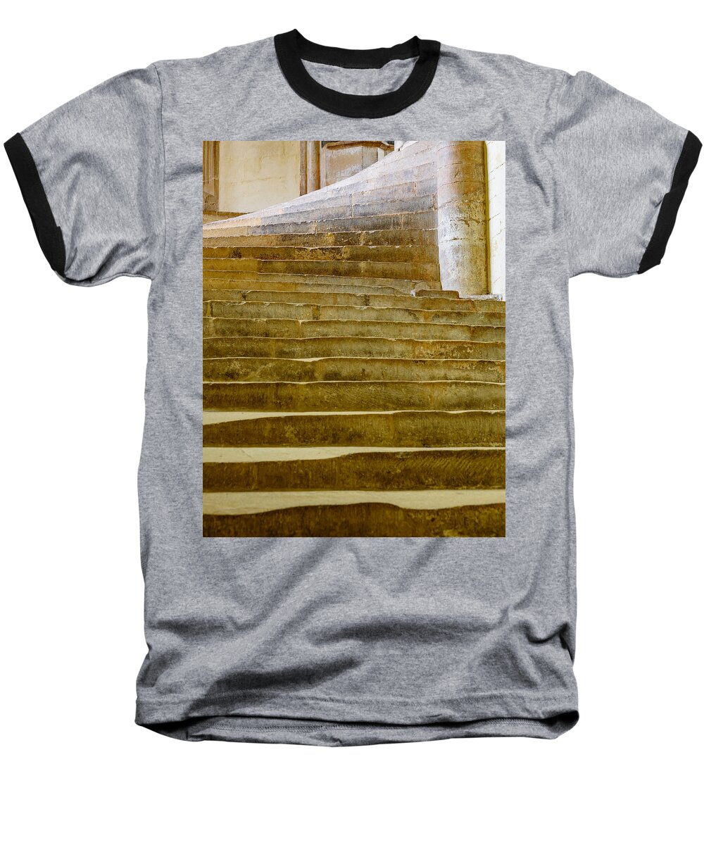 Wells Cathedral Baseball T-Shirt featuring the photograph Wells Cathedral steps by Colin Rayner