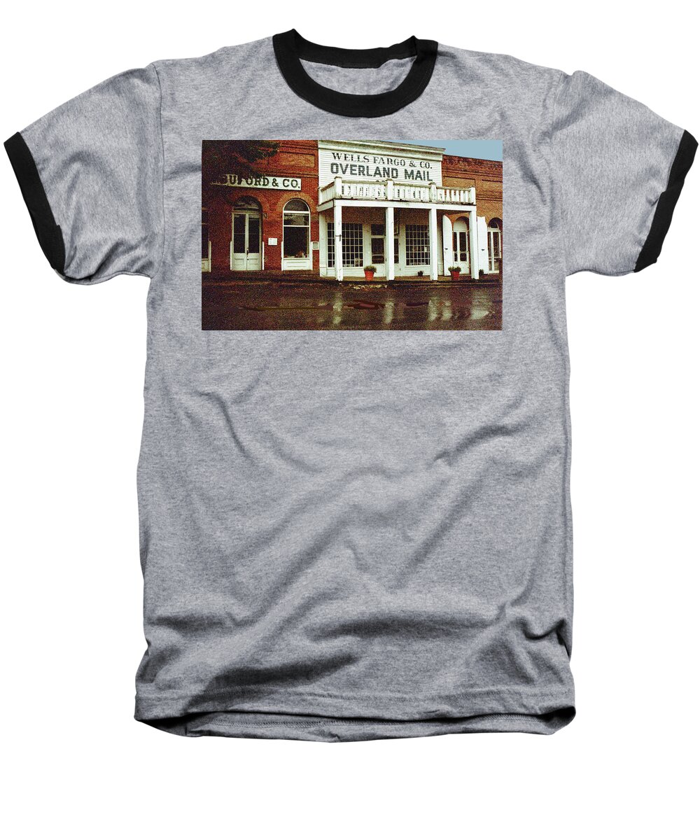 Ghost Town Baseball T-Shirt featuring the digital art Wells Fargo Ghost Station by Gary Baird