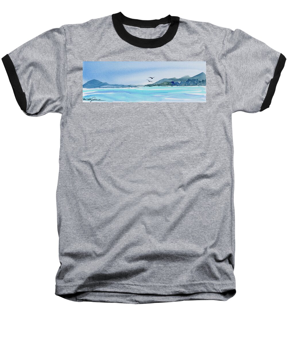 Ile Des Pins Baseball T-Shirt featuring the painting West coast Isle of Pines, New Caledonia by Dorothy Darden