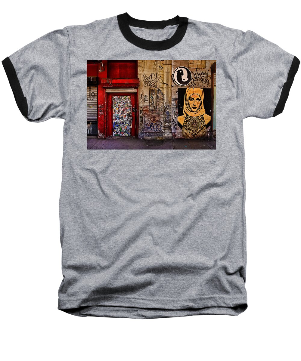Graffitti Baseball T-Shirt featuring the photograph West Village Wall NYC by Chris Lord