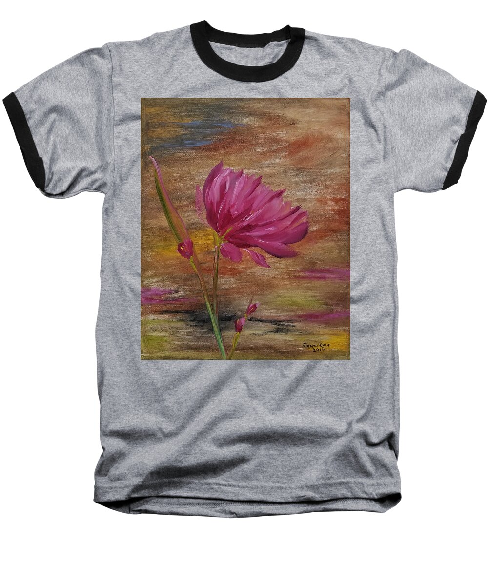 Flower Baseball T-Shirt featuring the painting West Wind by Judith Rhue