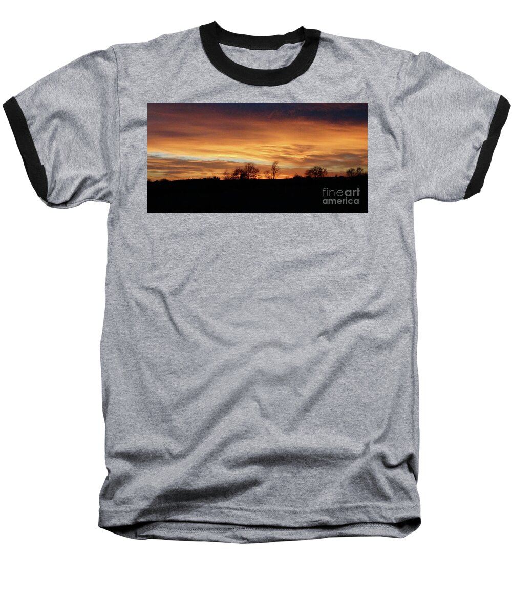 Sunset Prints Baseball T-Shirt featuring the photograph Western Sky December 2015 by J L Zarek