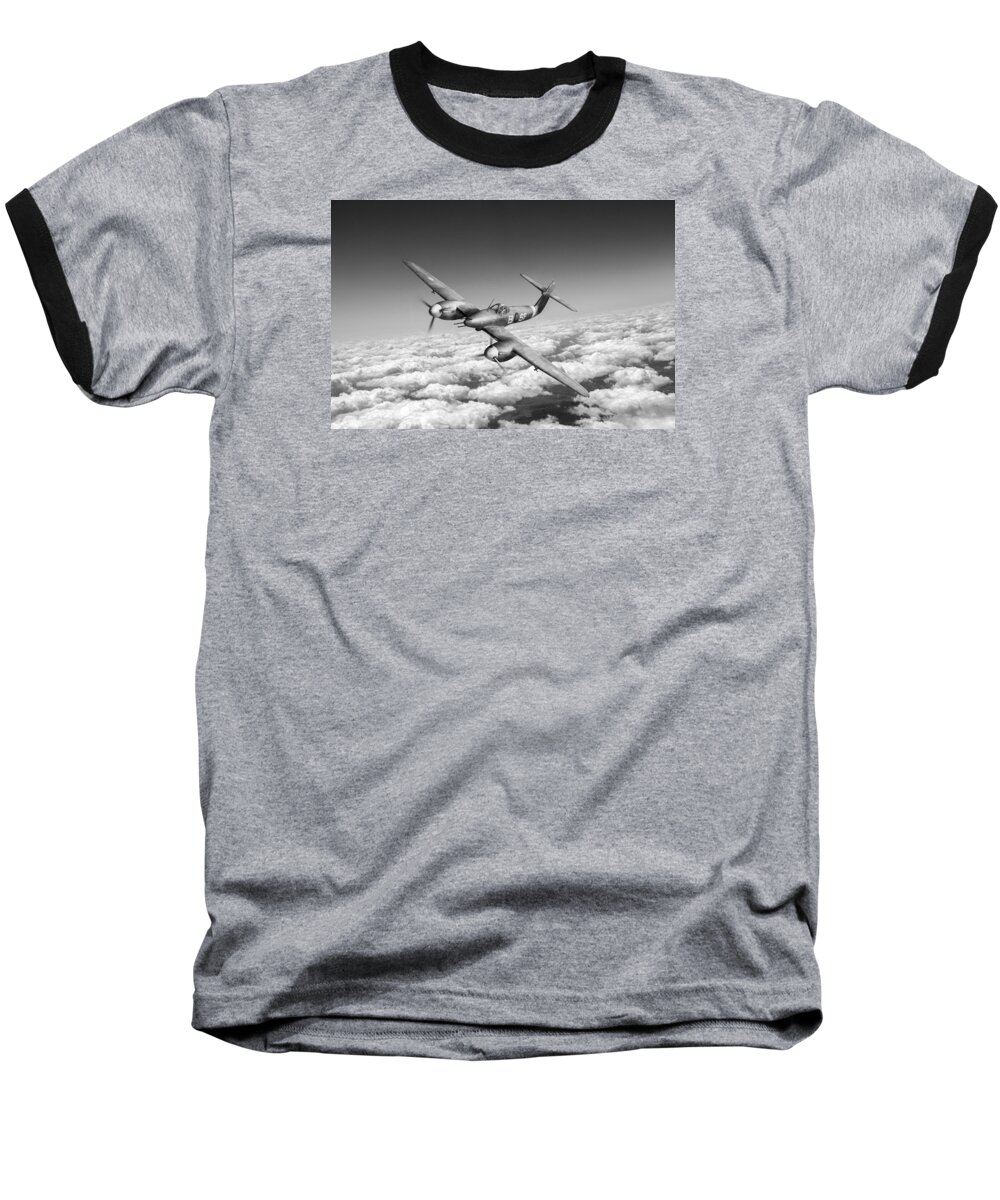 137 Squadron Baseball T-Shirt featuring the photograph Westland Whirlwind portrait black and white version by Gary Eason
