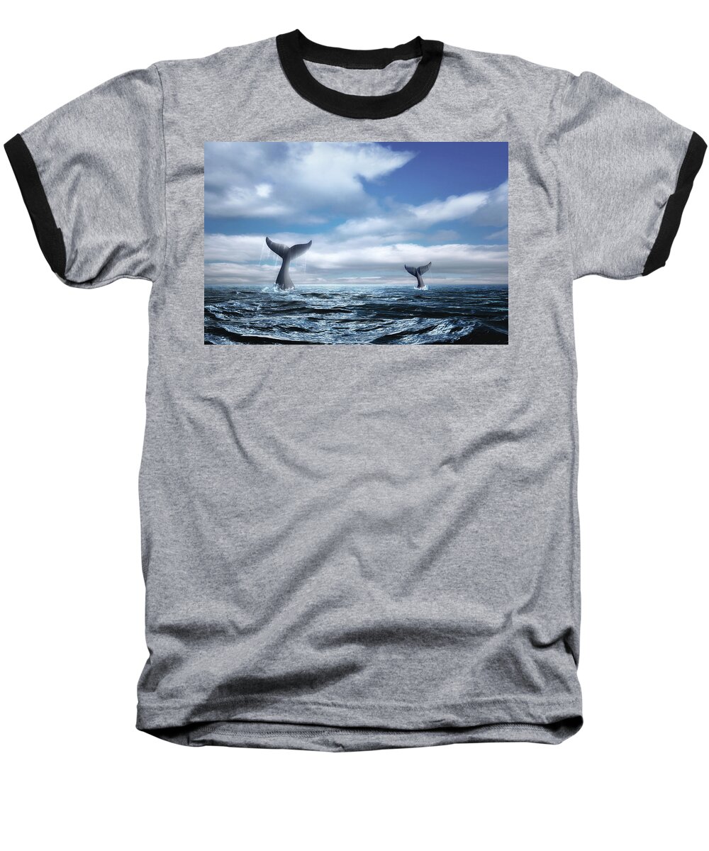 Whale Baseball T-Shirt featuring the photograph Whale of a Tail by Tom Mc Nemar