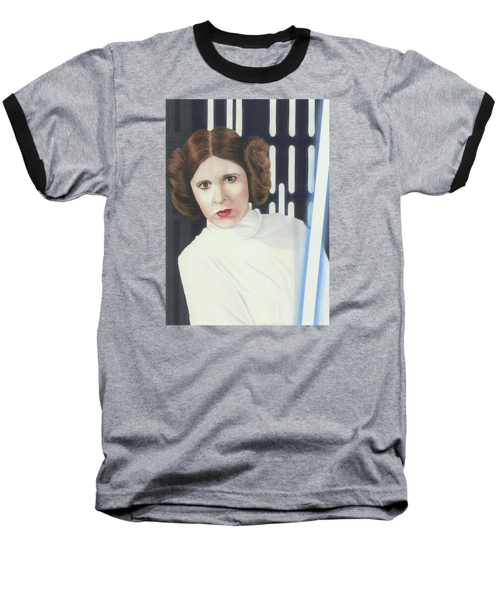 Leia Saber Baseball T-Shirt featuring the painting What if Leia...? by Cory Calantropio