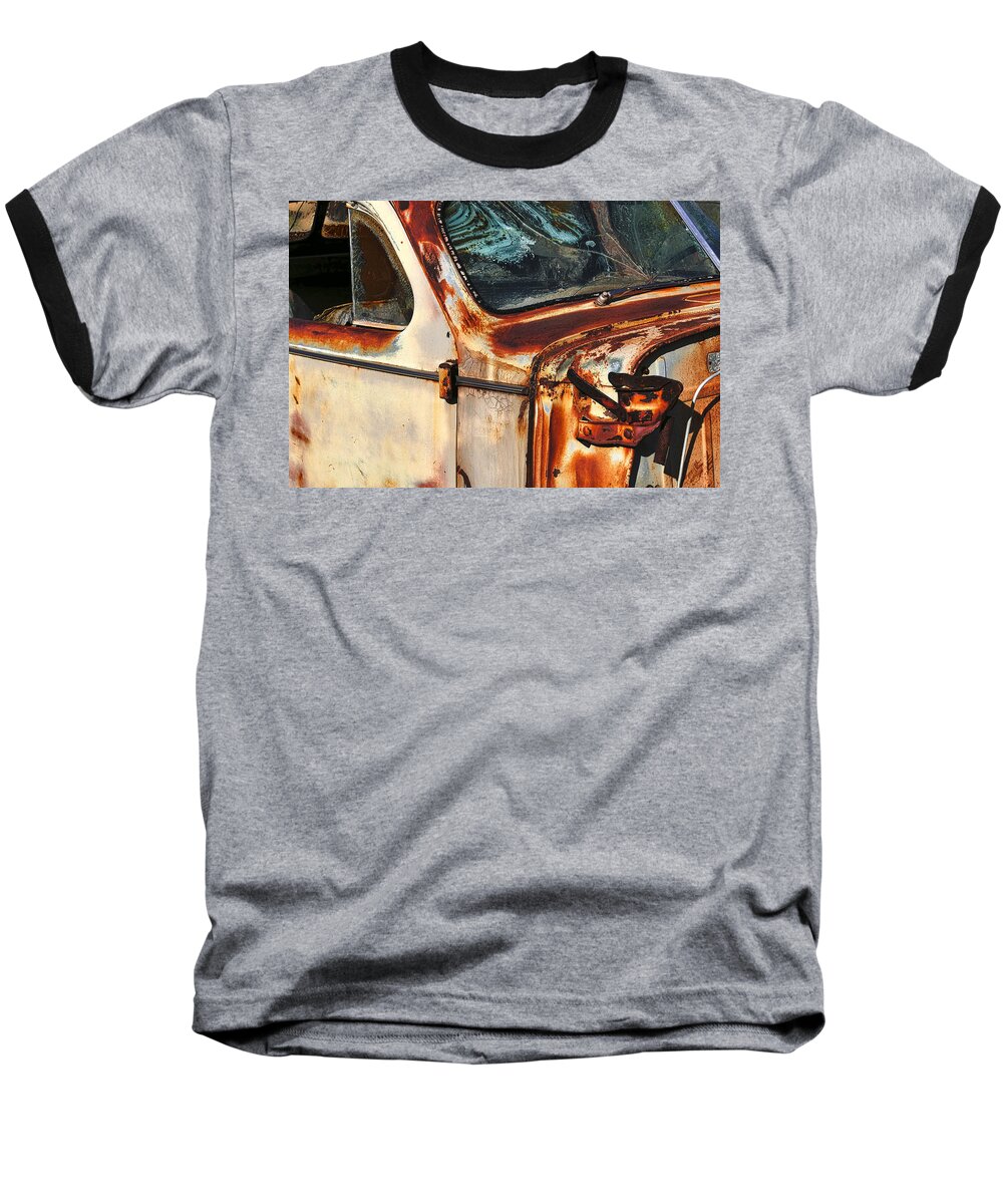 Old Car Baseball T-Shirt featuring the photograph What's Left by Sandra Selle Rodriguez