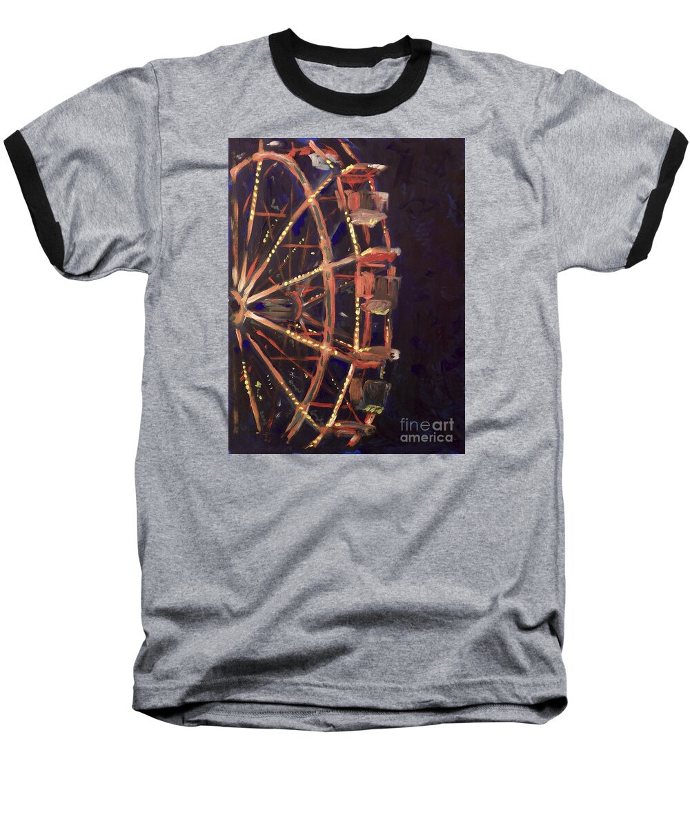 Ferris Wheel Baseball T-Shirt featuring the painting Wheel by Joseph A Langley