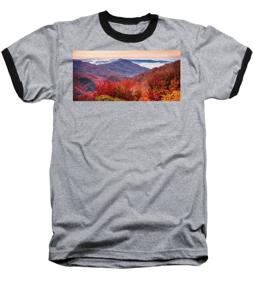 Autumn Mountains Baseball T-Shirt featuring the photograph When Mountains Sing by Karen Wiles