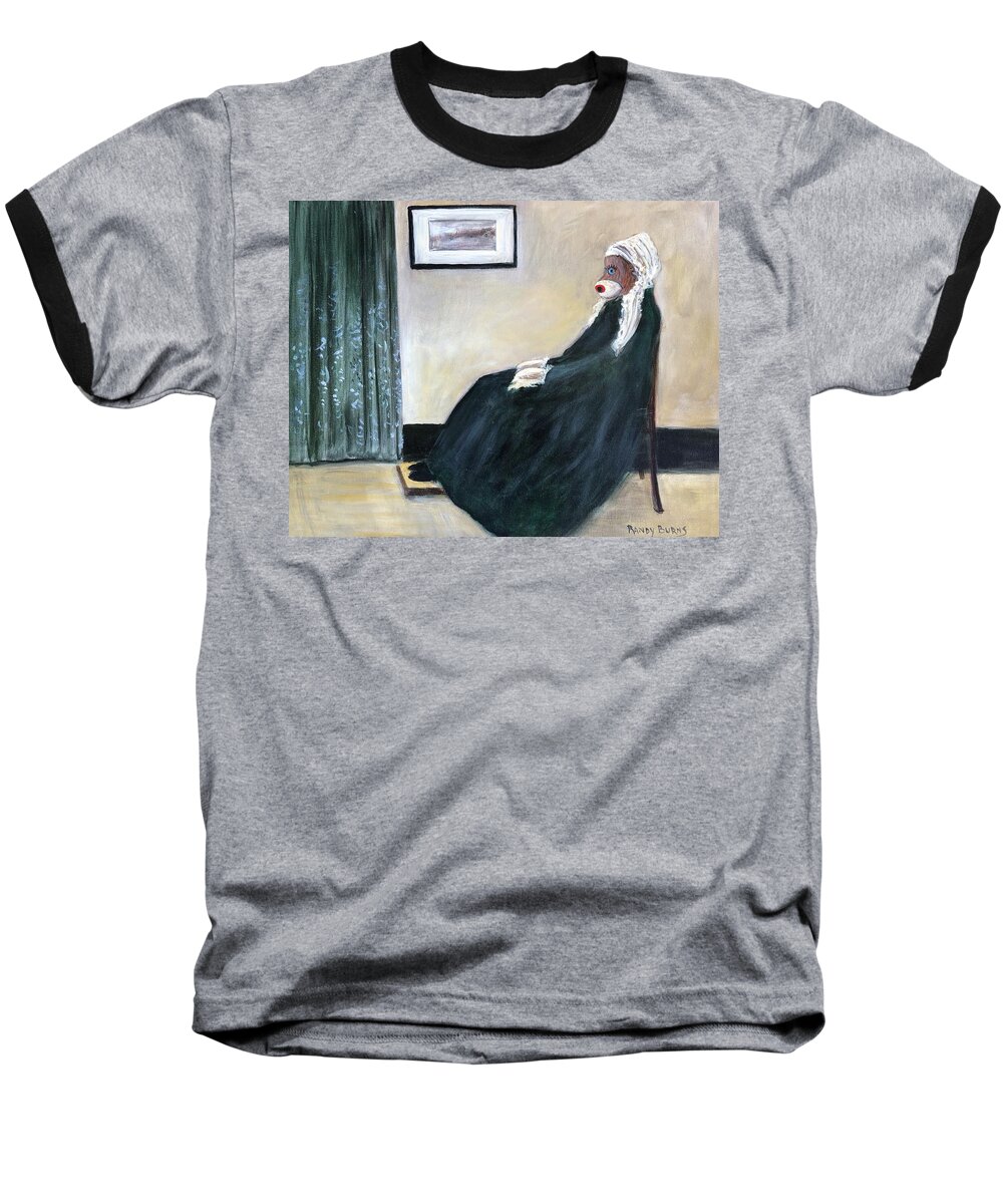 Sock Monkey Baseball T-Shirt featuring the painting Whistlin Mother by Rand Burns