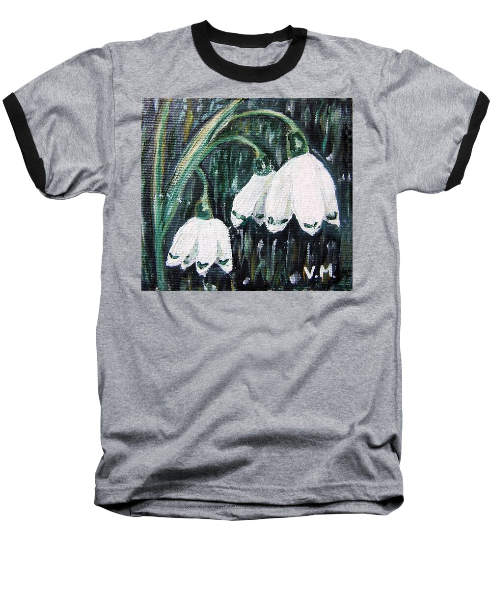 Flowers Baseball T-Shirt featuring the painting White Bells by Vesna Martinjak