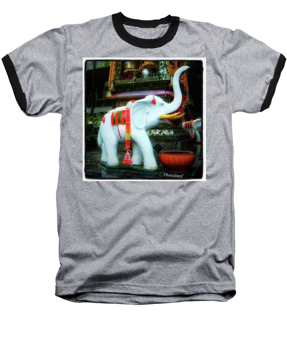Elephantart Baseball T-Shirt featuring the photograph White Elephant. Meaning A Big Expensive by Mr Photojimsf