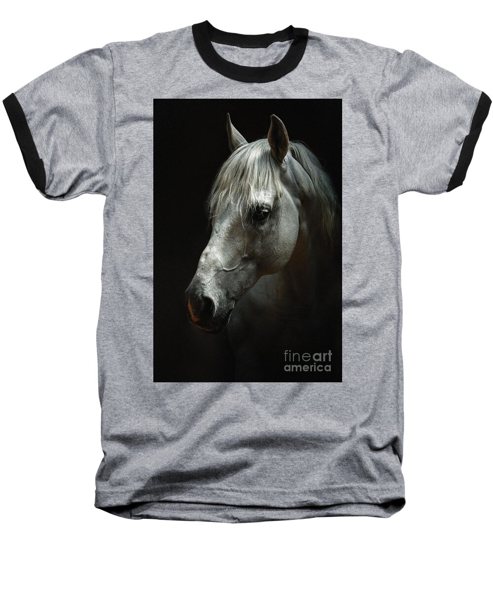 Horse Baseball T-Shirt featuring the photograph White horse portrait by Dimitar Hristov