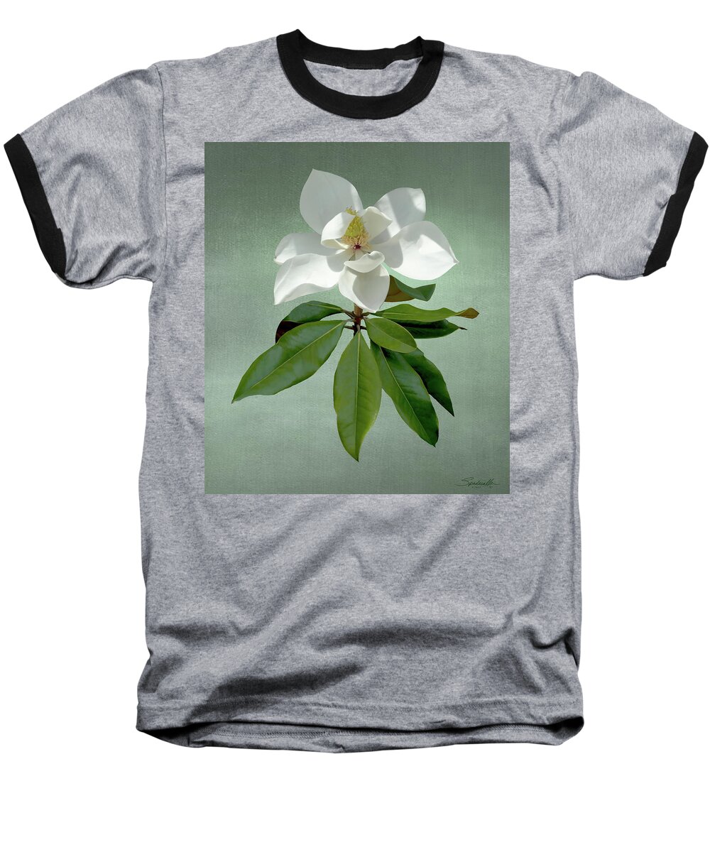 Flower Baseball T-Shirt featuring the digital art White Magnolia by M Spadecaller