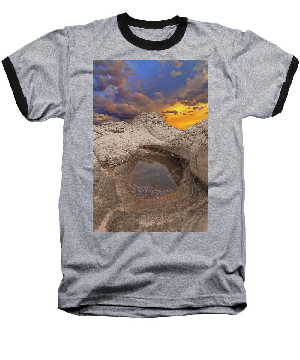 White Pocket Baseball T-Shirt featuring the photograph White Pocket Sunset by Ralf Rohner