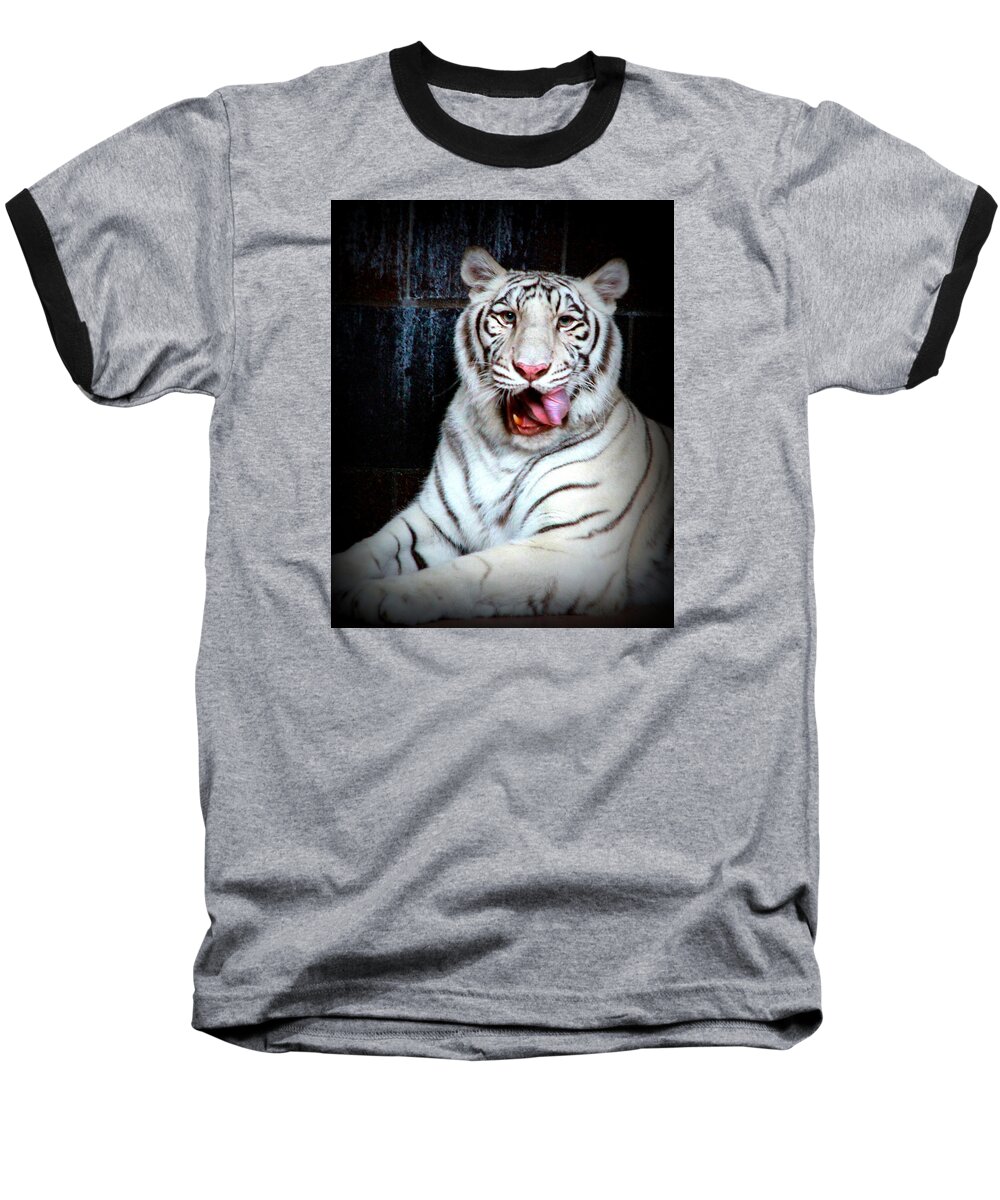 Tiger Baseball T-Shirt featuring the photograph White Tiger by Mike Dunn
